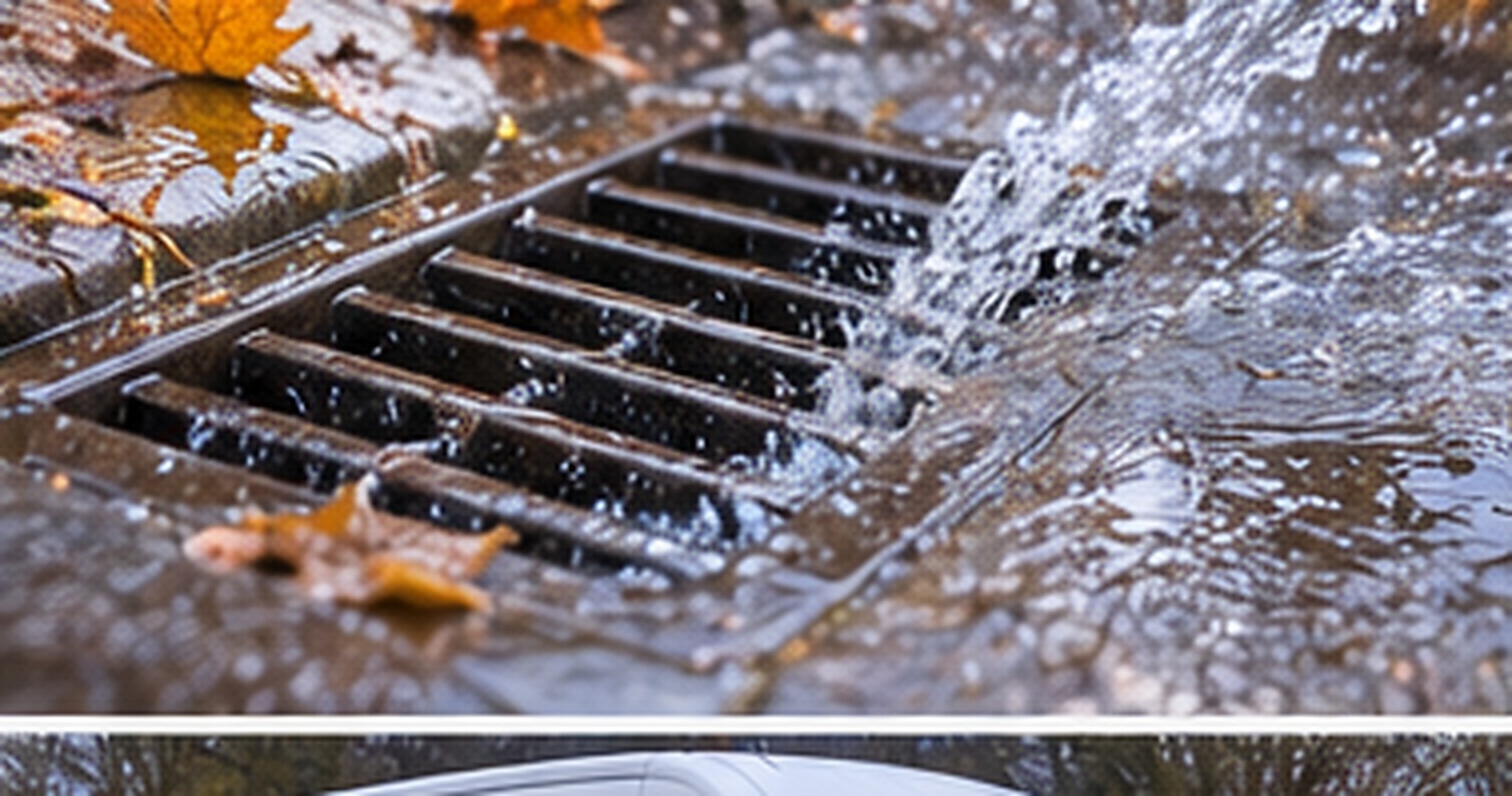 Surface water flowing into an outside drain